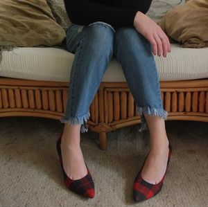 Plaid Kitten Heel Pumps, Like-new!